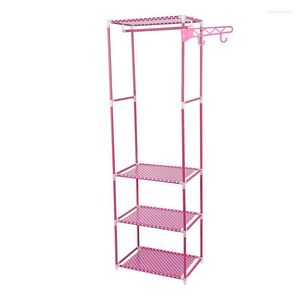 Sacs à linge Simple métal fer cintre sol vêtements suspendus support de rangement chambre meubles rose