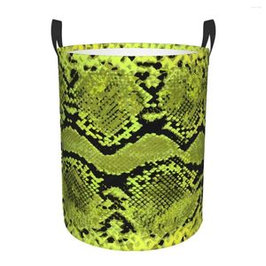 Sacs à linge Serpent Vert Peau Texture Panier Pliable Imprimé Peau De Serpent Jouet Vêtements Panier De Rangement Pour Enfants Pépinière