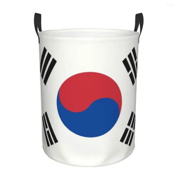 Bolsas de lavandería Cesta de la bandera de Corea del Sur Cesto de ropa plegable para guardería Bolsa de almacenamiento de juguetes para niños
