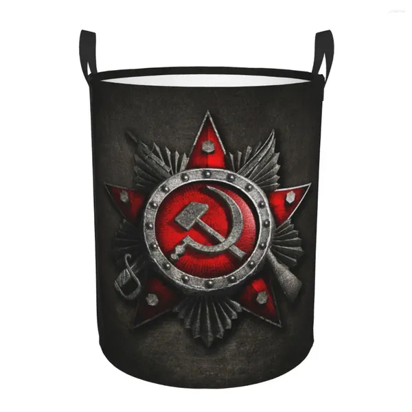 Sac à linge Soviétique UNION USSS Russie Flag Hamper Grand panier de rangement CCCP Toys Bin Organisateur pour Boy Girl