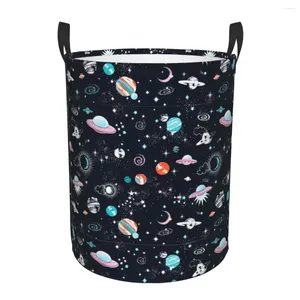Sacs à linge espace galaxie vaisseau spatial panier pliable univers planète fusée panier à vêtements pour bébé enfants jouets sac de rangement