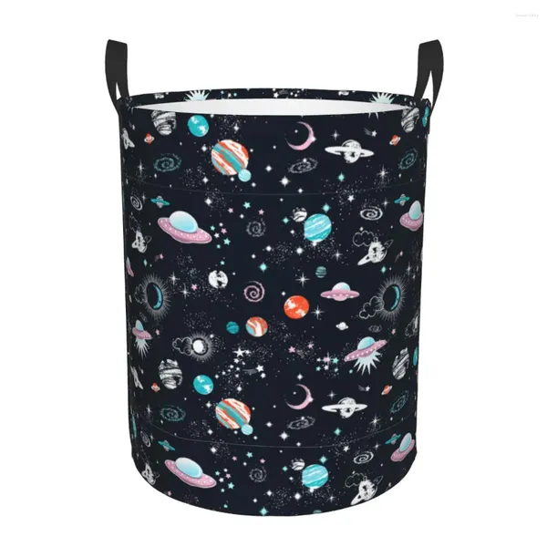 Sacs à linge espace galaxie vaisseau spatial panier pliable univers planète fusée panier à vêtements pour bébé enfants jouets sac de rangement