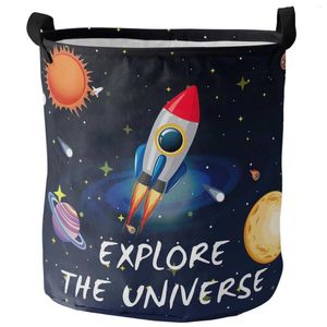 Sacs à linge Univers d'espace Planet Rocket Dirty Basket Pliable Imperproof Home Organizer Vêtements Enfants Toy Rangement