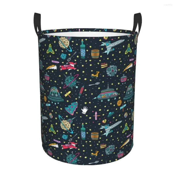 Bolsas de lavandería Space Universe UFO Alien Basket plegable nave espacial ropa cesta para guardería juguetes para niños contenedor de almacenamiento