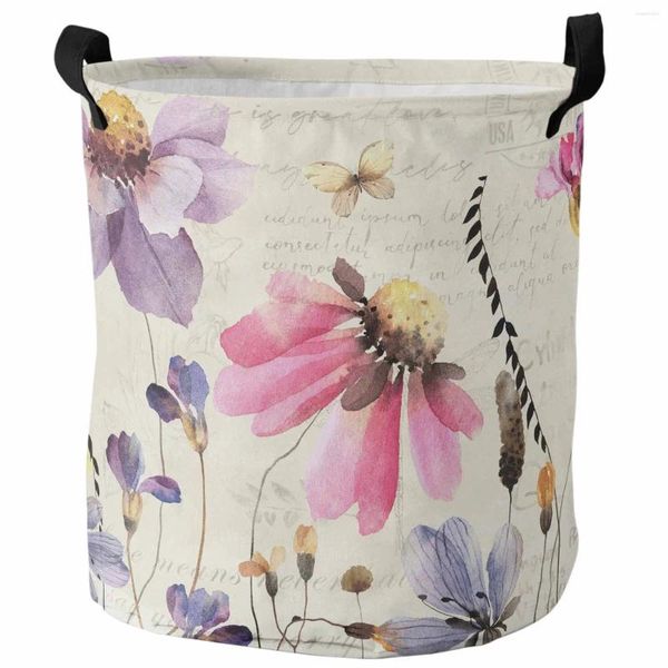 Sacs à linge Plantes de fleurs de printemps papillons volants