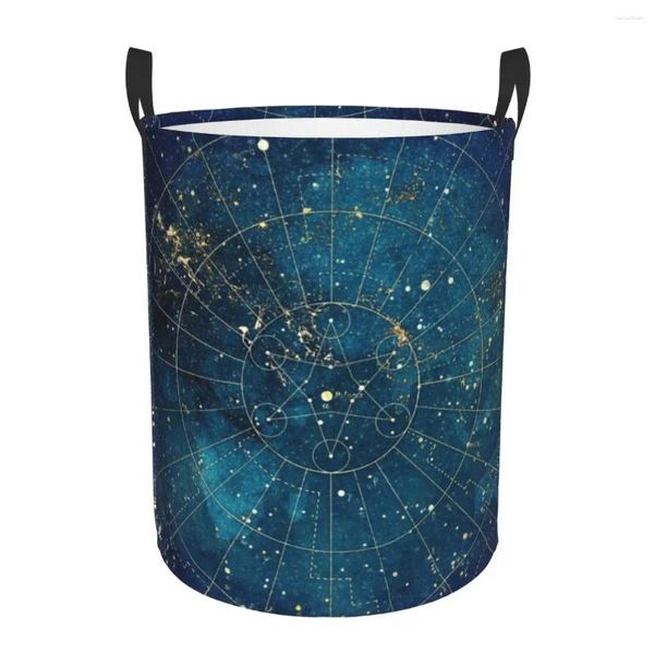 Bolsas de lavandería Mapa de estrellas Luces de la ciudad Cesta de almacenamiento grande Estrellas Estéticas Planetas púrpuras Organizador de juguetes para guardería para niños