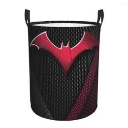 Bolsas de lavandería símbolo del logotipo de murciélago cesta de ropa grande canasta de almacenamiento de la cesta de los animales de la bin