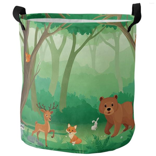 Bolsas de lavandería de lavandería de la jungla animales de dibujos animados sucios de los animales sucio organizador de la casa del hogar plegable ropa para niños almacenamiento de juguetes