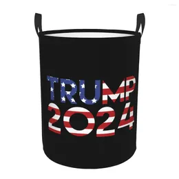 Waszakken Trump 2024 MAGA Hamper Grote kledingopbergmand USA Vlag Speelgoedbakorganizer voor jongen en meisje