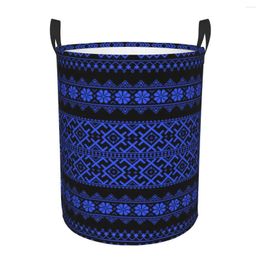 Bolsas de lavandería Bordado ucraniano Hamper Castera de almacenamiento de ropa grande Ucrania Boho Bohemio Geométrico Toy Bin Organizador para niño