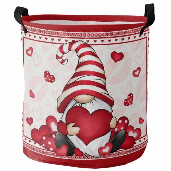 Bolsas de lavandería Día de San Valentín Amor Romántico Enano Cesta plegable Niño Almacenamiento de juguetes Habitación impermeable Organizador de ropa sucia