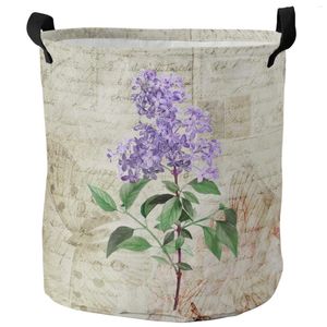 Waszakken Vintage Plant Lavendel Purple Flower Dirty Basket opvouwbare home Organizer Kleding Kinderen speelgoed opslag