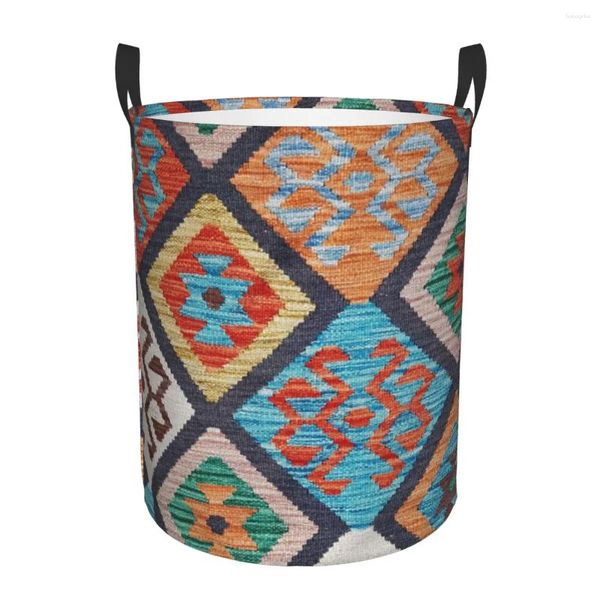 Bolsas de lavandería Vintage Turca Kilim Hamper Cesta de almacenamiento de ropa grande Bohemio Organizador de contenedores de juguete de juguete para guardería