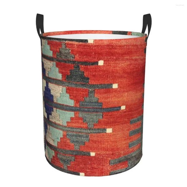 Sac à linge Vintage Turc Kilim Navaho Weave Aztec Textile Panier Toy Vêtements pliables Hamper Storage Bin For Kids Nursery