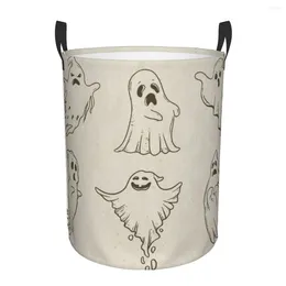 Sacs à linge Sac de rangement étanche Halloween Ghost Illustration Ménage Panier sale Seau pliant Vêtements Jouets Organisateur