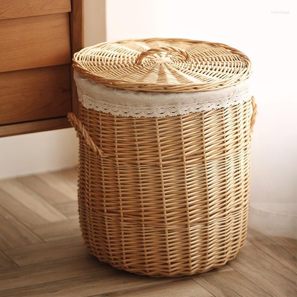 Bolsas de lavandería mimbre ropa sucia cesta de almacenamiento cesto marco caja olla tienda tejido