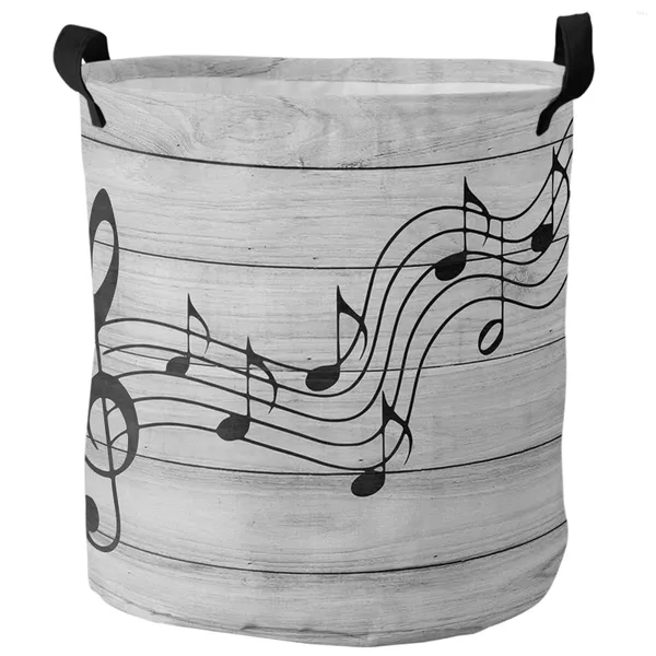 Sac à linge en bois Musical Musical Black Note sale panier pliable étanche.