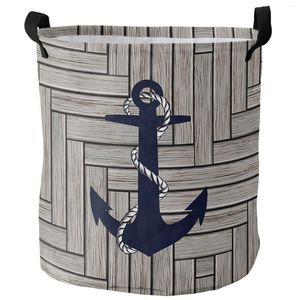 Sac à linge Texture en bois Anchor marin pliable panier de grande capacité Hamper Vêtements Storage Organisateur de jouet Kid