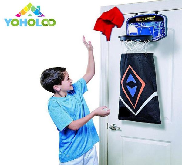 Cesta de lavandería Cesto de aro de tablero de baloncesto 2 en 1 con bolsa de lavandería sucia desmontable para almacenamiento de ropa sucia de aros para niños T2002244032723