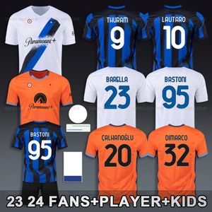 Lautaro Martinez voetbalshirt Inters 2023 24 Milans voetbalshirts voor kinderen Uniformen Nicolo Barella Bastoni Marcus Thuram Klaassen Calhanoglu Pavard Kits Uniform