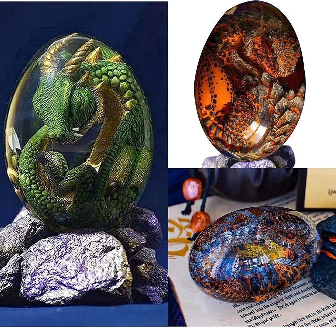 Oeuf de dragon lava, oeuf de dragon transparent de la résine de cristal de rêve, exquis et sculpté à la main sculptée à la main Dragon Souvenirs Desktop Ornements de bureau, Cadeaux