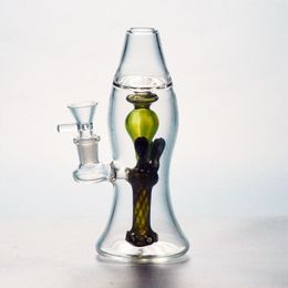 Lámpara de lava Tuberías de agua Cachimbas 7 "de alto 5 mm de espesor Plataformas de dab de aceite 14 mm Junta hembra con recipiente de vidrio Bongs únicos