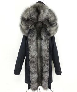 Lavelache Nieuwe Winter Real Fox Fur Coat Long Parka Men Echte konijnen Fur Liner Natural Fur Collar Hooded Dik Warm Male Jacket 201205527799