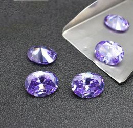 Lavendel kleursteen 8 maten 23 mm46 mm ovale machine gesneden kubieke zirconia synthetische losse edelsteen kralen voor sieraden maken 500 pcs5619243