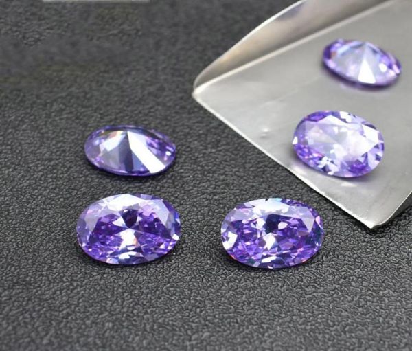 Piedra de color lavanda, 8 tamaños, 23 mm, 46 mm, ovalada, corte a máquina, circonita cúbica, cuentas de piedras preciosas sueltas sintéticas para la fabricación de joyas, 500 piezas 1559242