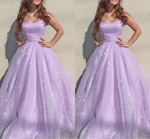 Lavendel Avond verlovingsjurk 2023 Mouwloze spaghetti -band TULLE -pailletten Prom Formal Party -jurken voor vrouwen Abendkleider Vestidos de Feast