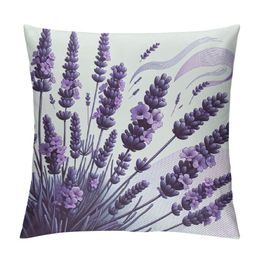 Lavendel Flowers Farmhouse Pillow Burids, Home Decorative Thurlow Pillow Bus Cushion Cover, Home Gifts, House Warming Cadeau