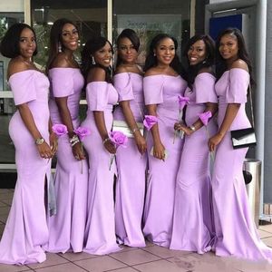 Lavendel Mermaid Split Bridesmeisje Jurken Zuid-Afrikaanse Goedkope Bruidsmeisjes Jurk Custom Made Wedding Guest Dress Plus Size Feestjurken