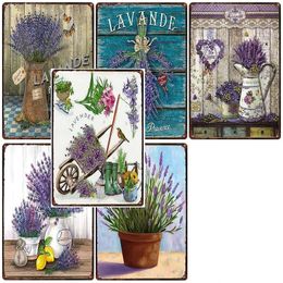 Plaque métallique de lavande, signes en étain de fleur de ferme, affiche d'art mural Vintage, décor de jardin de maison, 20cm x 30cm Woo