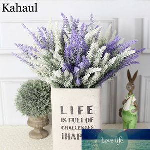 Lavendel Plastic Kunstbloemen Romantische Provence Paars Boeket met Groene Bladeren Bruiloft Thuis Tafel Decoratie Nepbloem