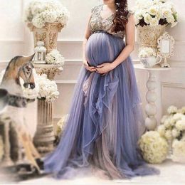 Lavendel Plus Size Moederschap Formele Prom Feestjurken Op maat gemaakte Kralen Kapmouw Zwangere Speciale Gelegenheden Jurken