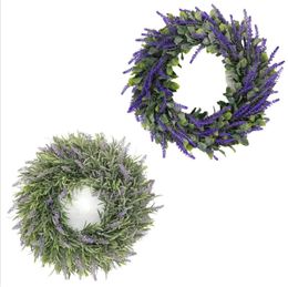 Lavendel krans opknoping decoratie kunstmatige kransen voor voordeur kerstfeest bruiloft decoratie simulatie lavendel hoofd dragen