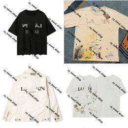 LLAVINES SHIRT LAVINSS T -shirt lanvis shirt ontwerper jas luxe klassieke gespikkelde streep ronde nek lanven t -shirt voor mannen vrouwen dezelfde stijl kleding lavens hoodie 34