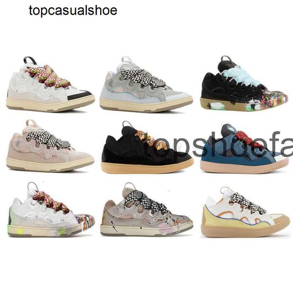 Lavins levin baskets en cuir Courb de luxe Dept Blue Designer Chaussures grises hommes Sneaker beige jaune noir violet clair bleu gum rose blanc ivoire brun femme avec boîte 8zo