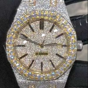 Lavish redondo vertical dial vvs moissanite reloj de acero inoxidable hip hop helado a la altura de lujo personalizado