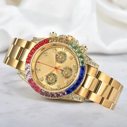 LAW Diseñador Relojes para hombre Hombres Reloj de alta calidad Relojes de cuarzo con diamantes de arco iris Reloj de cerámica Moda Estilo clásico Relojes de pulsera de zafiro de acero inoxidable