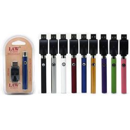 LOI sans fumée 510 batterie de préchauffage tension de réglage du stylo vape 3.4v-4.0v 350mah avec chargeur USB