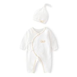 Lawadka 0 6 M printemps bébé filles garçons barboteuse chapeau coton blanc vêtements pour mode infantile combinaison né bébés 0 à 3 M 231228