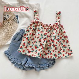 Lawadka été bébé fille vêtements ensembles T-shirt à fleurs + Denim court 2 pièces costume pour enfants tenues de mode vêtements doux 220509