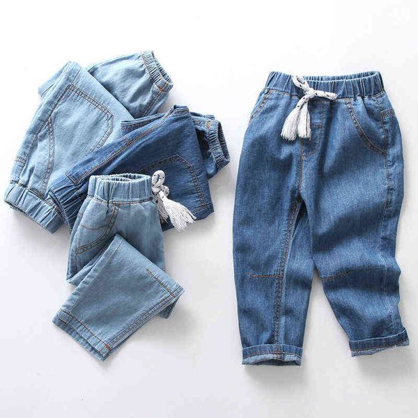 Lawadka Été Mince Enfants Garçons Filles Jeans Pantalons Coton Enfants Garçon Fille Pantalon Casual Denim Haute Qualité Âge pour 2-10 ans 211102