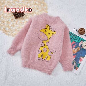 Lawadka Hiver Enfants Garçons Filles Vêtements Pull Tricoté Girafe Imprimer Vêtements Pour Enfants 2-6T École Bébé Outwear Vêtements 211201