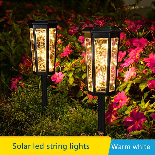 Lampe Lawm Lampes solaires extérieures étanches jardin paysage lumières 50led guirlandes lumineuses blanc chaud hexagone éclairage camping pelouse lumières cour arbre clôture parc