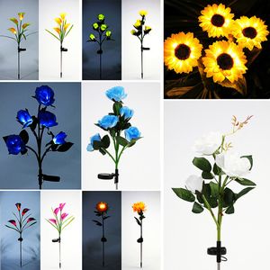 Lámpara de césped Luz de jardín solar Girasol Luces LED Iluminación de patio decorativa impermeable al aire libre para camino Entrada de entrada calla lily rose patio fiesta de camping