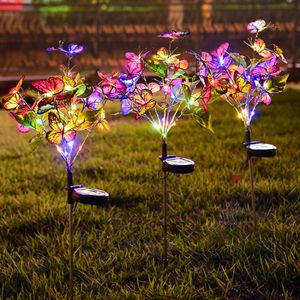 Lawn Lamps 1/2pcs Gardenlichten Zonnesimulatie Bloemvlinder LAWN LICHT LICHT LAMP Waterdicht Licht Vakantie Decoratie P230406