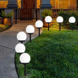 Lámparas de césped 1/2 unids Rond Bombilla Lámpara LED Lámpara solar Luz de césped impermeable Luz de jardín al aire libre Luz de bola de calle Césped Patio Paisaje Decorativo Q231125