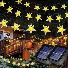 Lampes à gazon 100LED solaire étoile chaîne lumière 8 Mode extérieur étanche flocon de neige fleur fée lumière pour pelouse jardin patio noël cour décor Q231125